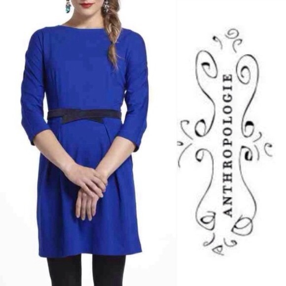 Anthropologie Girls from Savoy Blue & Black A-Line Dress Size M - Picture 1 of 8